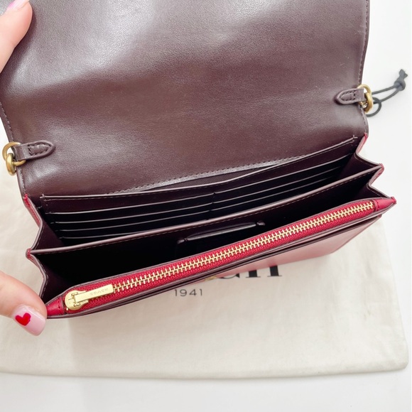 Coach Callie Foldover Chain Clutch With Floral Print Leather Red Apple - Picture 11 of 16